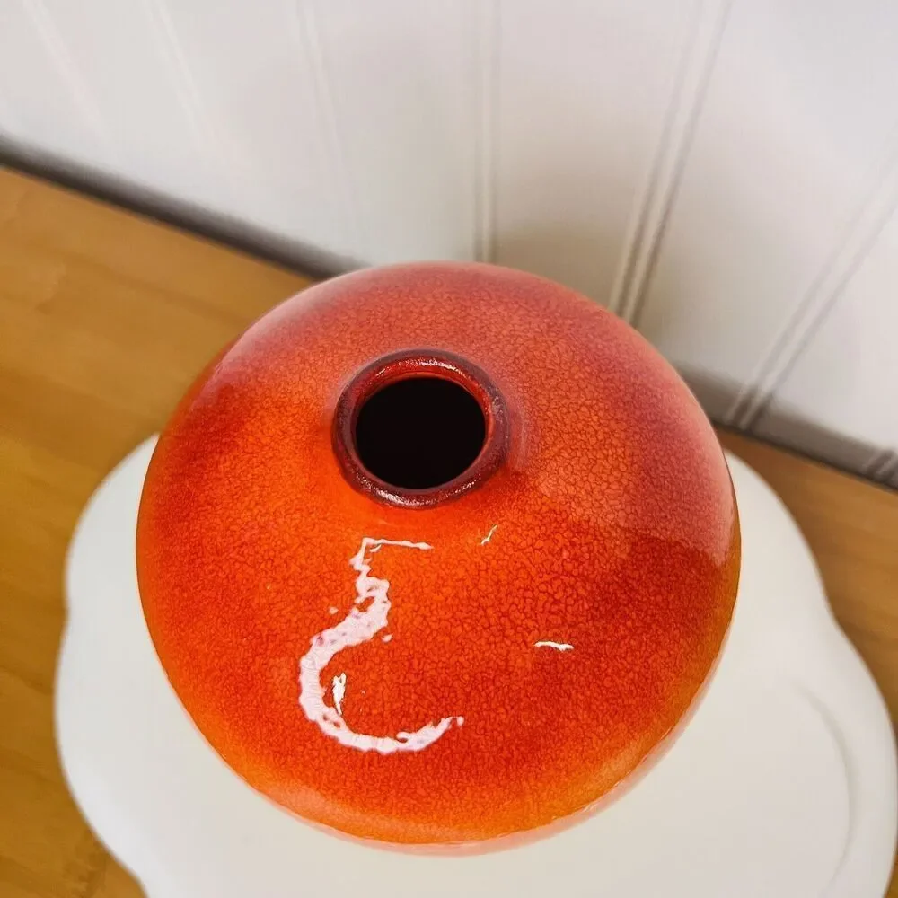 Vintage Crate & Barrel Drip Glaz Roy Bud Vase Atomic Red Orange Yellow MCM Style